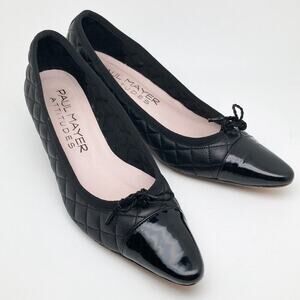 Paul Mayer Attitudes Womens Black Quilted Patent Pointed Shoes Size 7 1/2 B